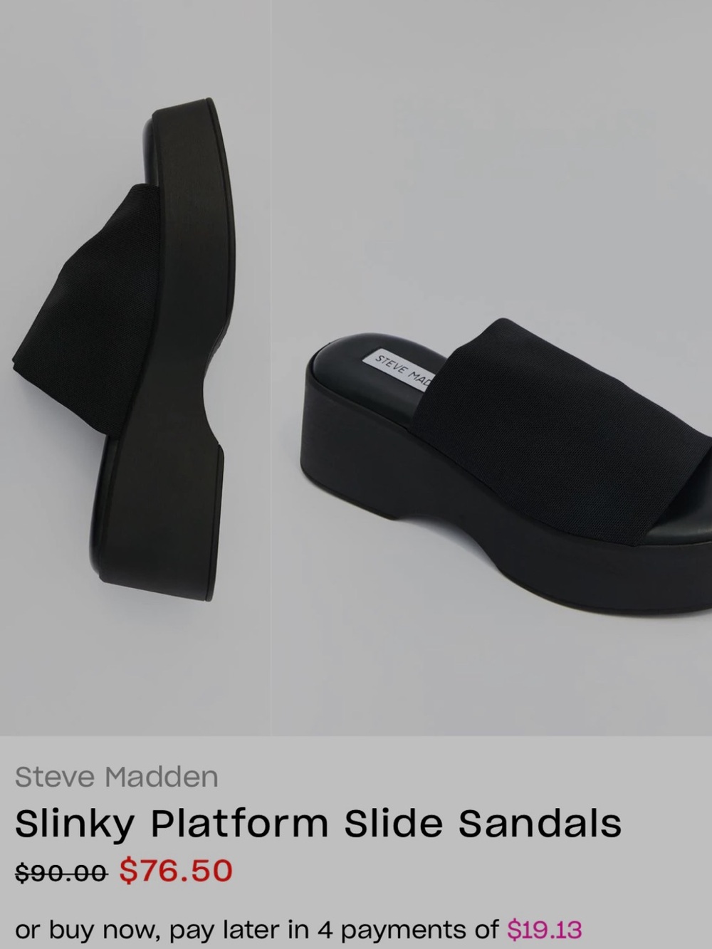 Steve Madden Black Platform Slide Sandals